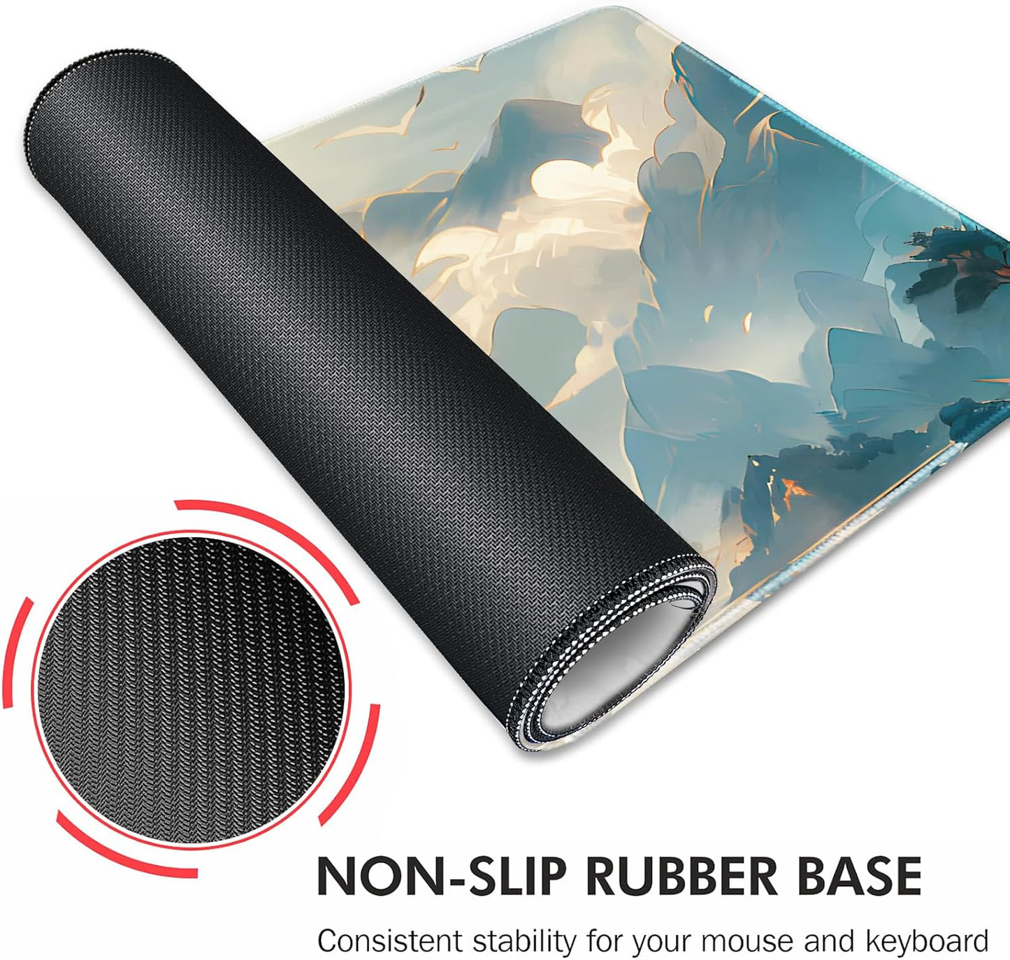 Galdas Gaming Mouse Pad XXL XL Large Long Extended Big Mousepad Non-Slip Rubber Keyboard Mouse Pad with Stitched Edges for Laptop Home Office (31.5x11.8x0.08 Inch) -Clouds