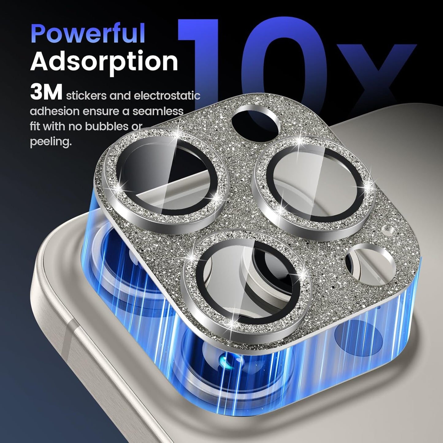 Tensea for iPhone 16 Pro/iPhone 16 Pro Max/iPhone 15 Pro/iPhone 15 Pro Max Camera Lens Protector, Metal Aluminum Alloy Tempered Glass Cover Camera Screen Protector Accessories, Case Friendly