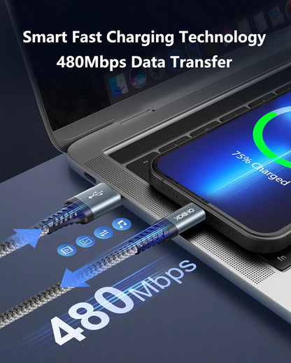 ohbox iPhone Charger 10FT 3Pack Long iPhone Charger Cable MFI Certified USB Lightning Cable Fast Charging Cord Compatible with iPhone 14/13/12/11/Pro/Max/Mini/X/Plus/8/7/6/5S/SE/Plus/iPad