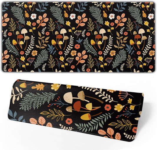 Gaming Mouse Pad Floral Desk Mat, Botanical Mouse Pad, Vintage Desk Mat, Wildflower Mouse Pads, Nature Desk Decor, Garden Desk Pad 31.5×11.8