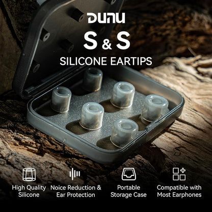 Linsoul DUNU S&S Silicone Eartips S/M/L (3pairs) for Nozzle Diameter from 4mm-5.5mm for Stage Studio, for KZ ZS10 Pro, 7HZ Zero, Orchestra Lite, TANGZU Wan'er S.G IEM (S/M/L- Each Size 1 Pair)