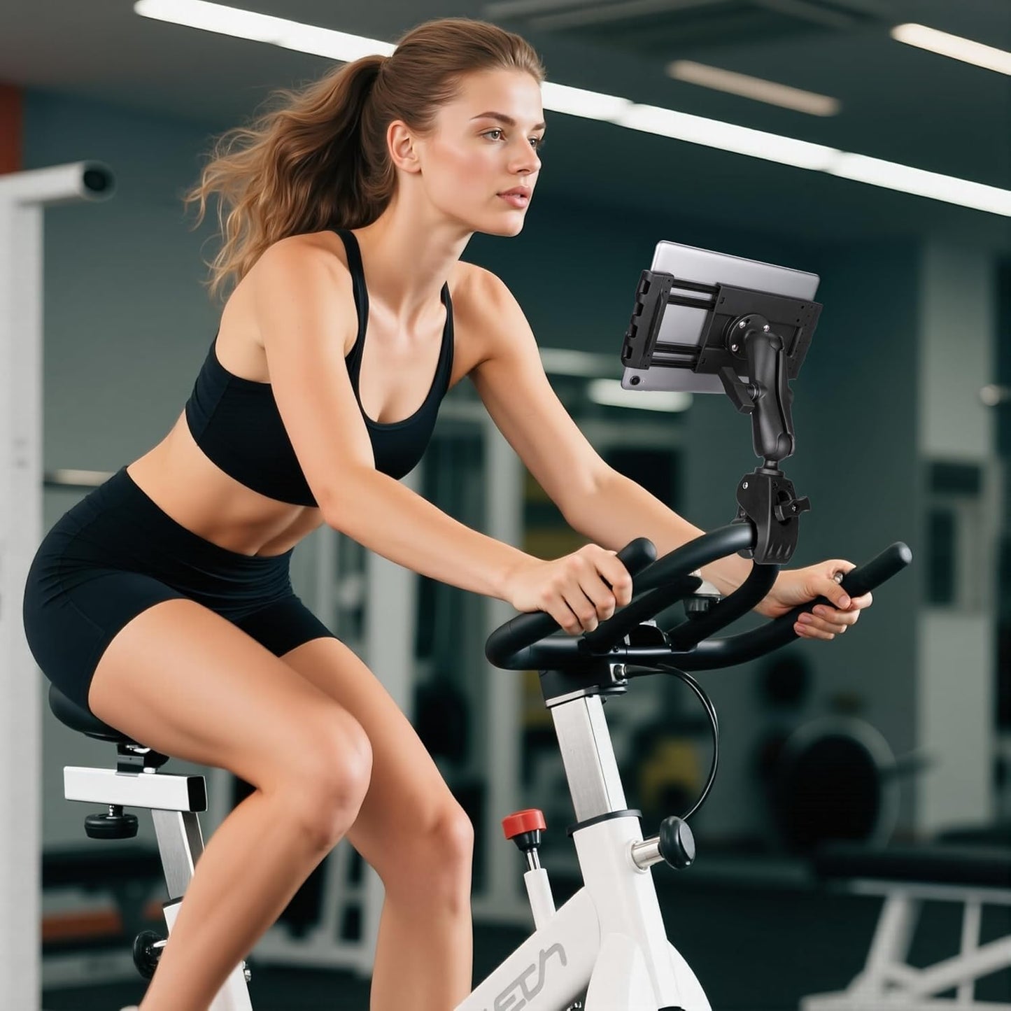 Aluminum iPad Tablet Mount Holder, Kitchen Tablet Holder for UTV/Desk/Chair/Fitness Bike/Mic Stand/Fitness Bike/Road Mountain Bicycle, 360° Adjustable Clamp Compatible with 7.5''-13'' iPad