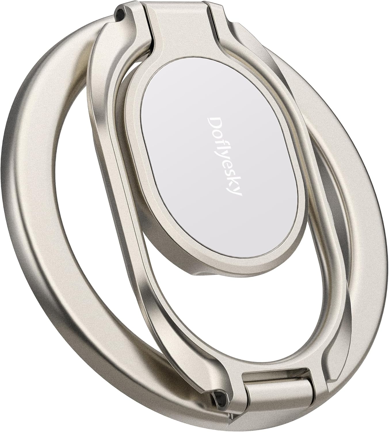 Magnetic Phone Grip Compatible with MagSafe Ring Holder, Metal Double Adjustable Gym Finger Ring Grip and Stand, Removable Phone Grip for iPhone, iPad and Smartphones (Natural Titanium)