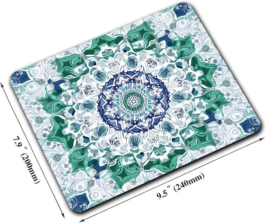 Aesthetic Mandala Pattern Custom Mouse Pad with Non-Slip Rubber, Small Square Design for Wireless Laptop & Computer Mouse Pads for Desk, 9.5 x 7.9 inch Smooth Surface for Gaming & Office