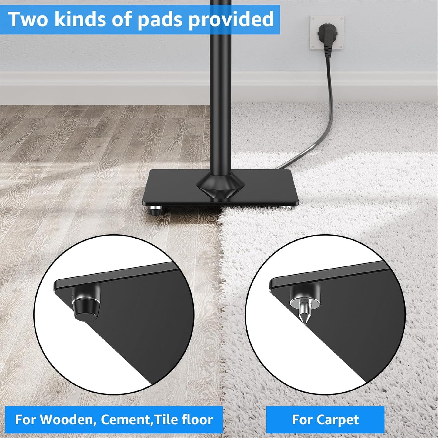 MOUNTUP Universal Speaker Stands Pair for Surround Sound, 31" Height Floor Speaker Stands, Holds Bookshelf Speaker Satellite Speaker Large Speaker, Up to 22LBS Cable Concealing 9.8" Plate Black MU9132