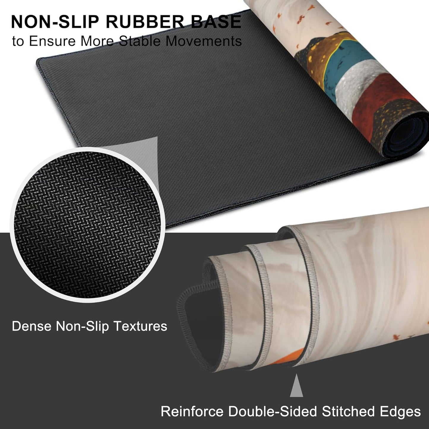 Mouse Pad, Large Colorful Precious Mountains Desk Mat, Extended Non-Slip Gaming Keyboard Mousepad Desk Pad, Thick Stitched Edges Waterproof Mouse Mat 31.5"x15.7" (Beautiful Landscape)