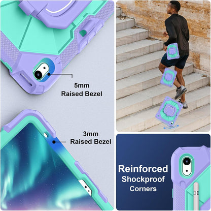 Case for iPad (A16) 11th Generation 11 Inch (2025) / iPad 10th Generation Case 10.9 Inch (2022) with 360° Rotating Stand Screen Protector Pen Holder Shoulder Strap, Purple Mint