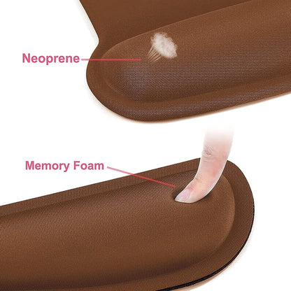 MOSISO Wrist Rest Support for Mouse Pad & Keyboard Set, Ergonomic Mousepad Non-Slip Base Home/Office Pain Relief & Easy Typing Cushion with Neoprene Cloth & Raised Memory Foam, Brown