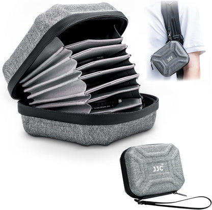 JJC 10 Pockets Hard Shell Lens Filter Bag Up to 95mm, Water Resistant & Dustproof, Camera Filter Pouch Carrying Case for Photography Round Filter with Microfiber Cleaning Cloth
