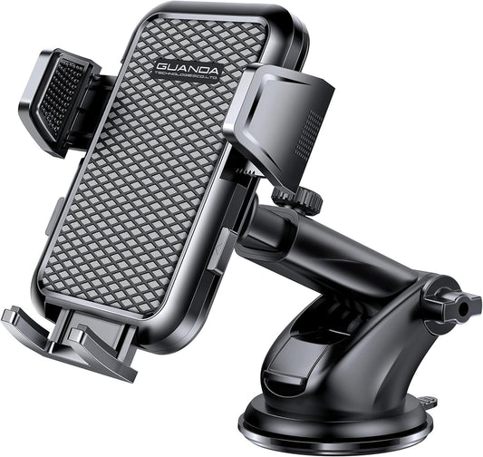 3-in-1 Car Phone Holder, Strong Suction Phone Mount for Windshield/Dashboard/Desk, Hands Free Dash Mounted Car Cell Phone Holder Stand, Truck Phone Holder for iPhone Samsung Android Smartphone