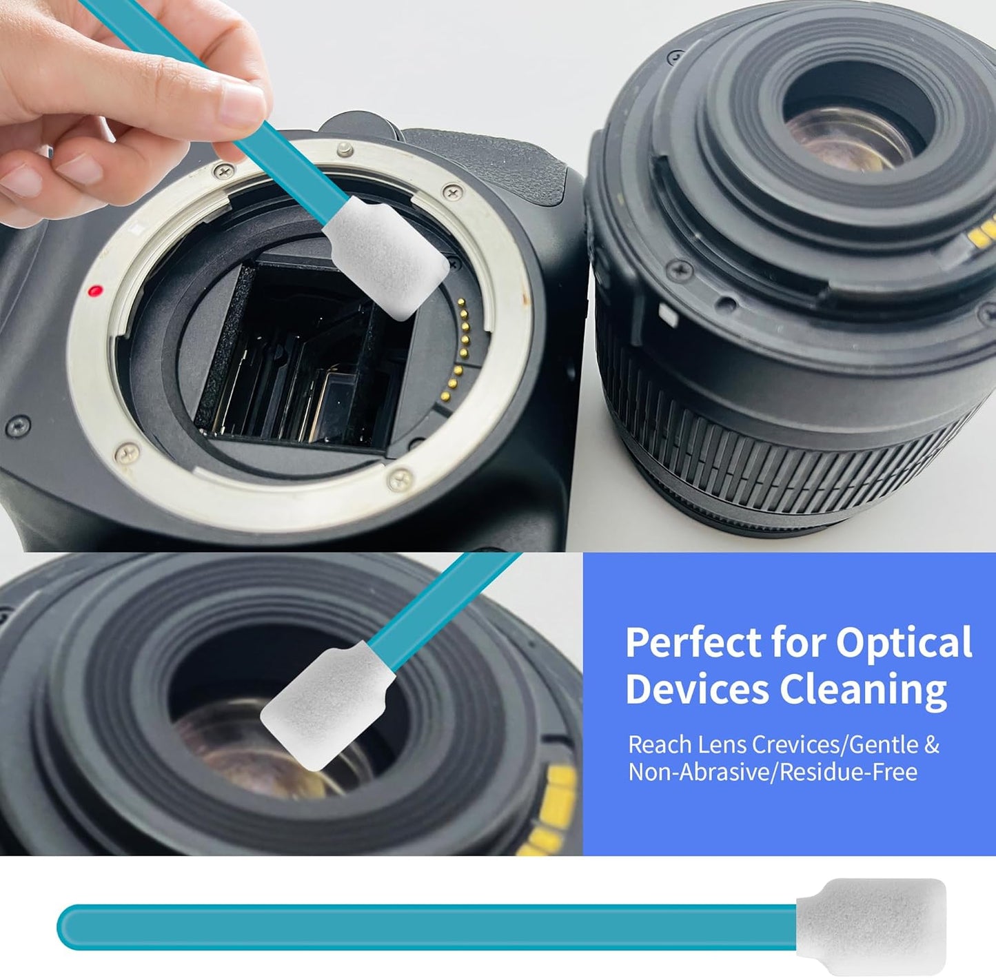 Lint-Free Lab/Printer/Optical Printheads – 300 Pcs Foam Swabs for Inkjet Printheads, Sensors, Electronics, Cameras, Car Detailing, Optical Equipment and Precision Tools