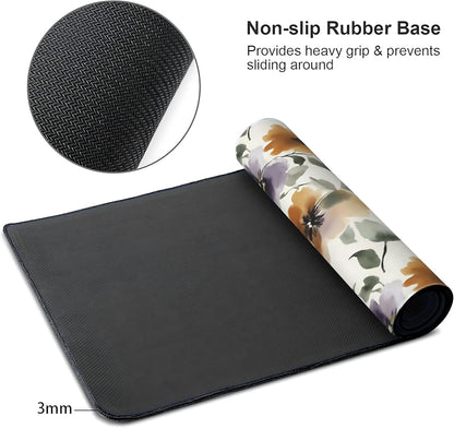 Watercolor Floral Large Mouse Pad,Gaming Keyboard Desk Pad,Extended Mouse Mat Non-Slip Rubber Base with Stitched Edges for Office Game Home XL 31.5"x11.8"