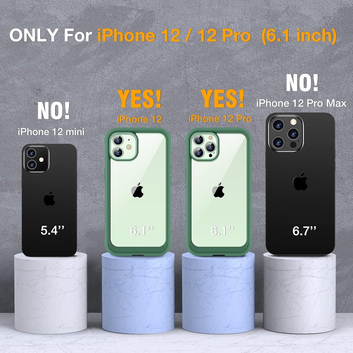 Miracase Glass Series for iPhone 12/12 Pro Case 6.1 inch, Upgraded Full-Body Rugged Phone Bumper Case Cover with Built-in 9H Tempered Glass Screen Protector and Camera Protector, Green