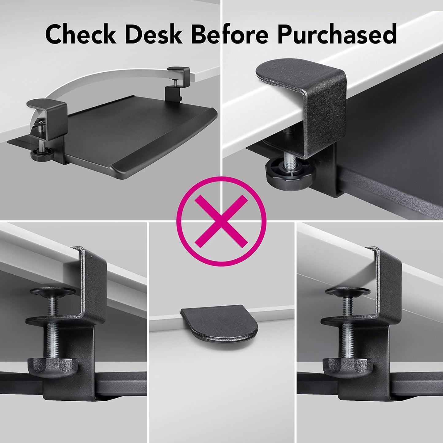 EHO Prime Desk Clamp Keyboard Tray, Under Desk Sliding Retractable Drawer, Ergonomic Space-Saving Platform for Standard Keyboards, Large 20" x 11.5" Workstation Extension