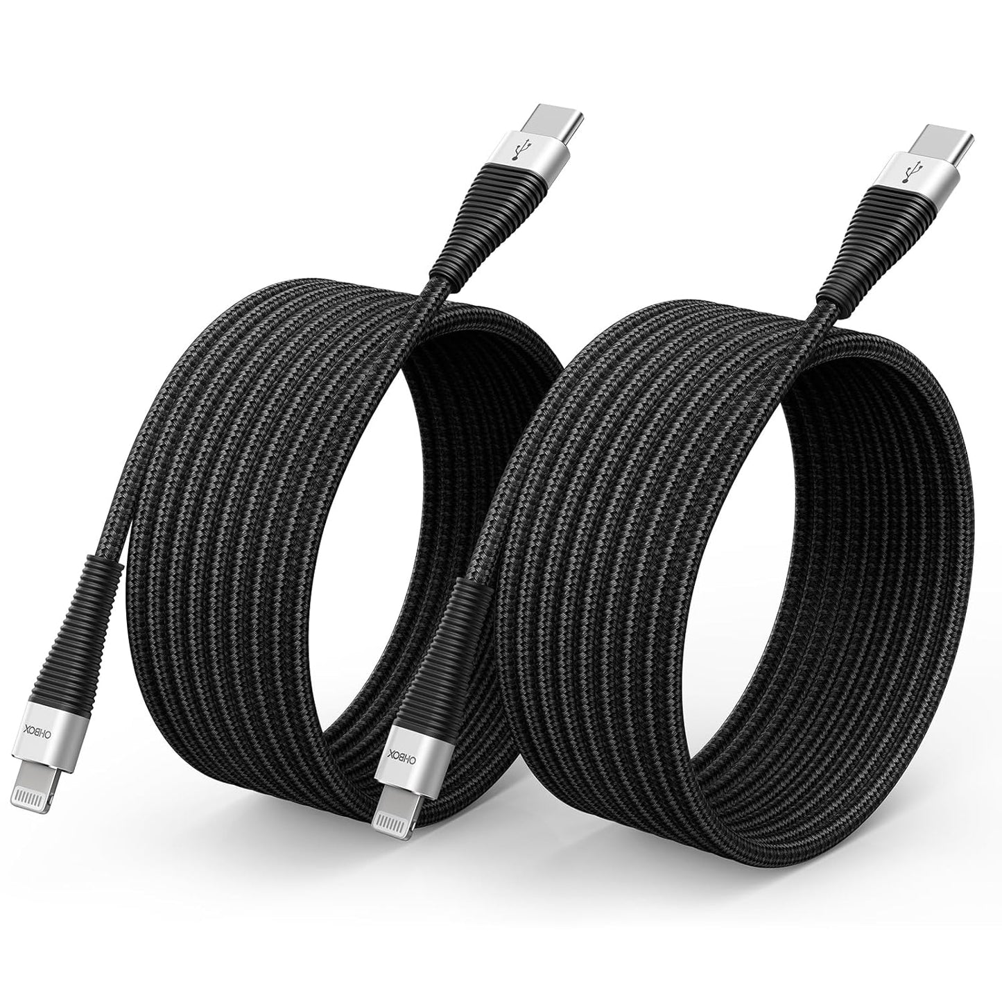 USB C iPhone Charger 10FT 2Pack, [Apple MFi Certified] Long USB C to Lightning Cable Braided Type C Fast Charging Cord for iPhone 14 13 12 11 8 7 6 6s XR/XS/SE/X, iPad - Black