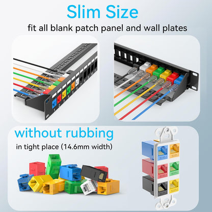 CAT6A RJ45 Keystone Coupler (24 Pack), Cat6 Keystone Jack Female to Female, Cat 6a Inline Keystone Jacks for Wall Plate & Patch Panel, RJ45 Ethernet Coupler White