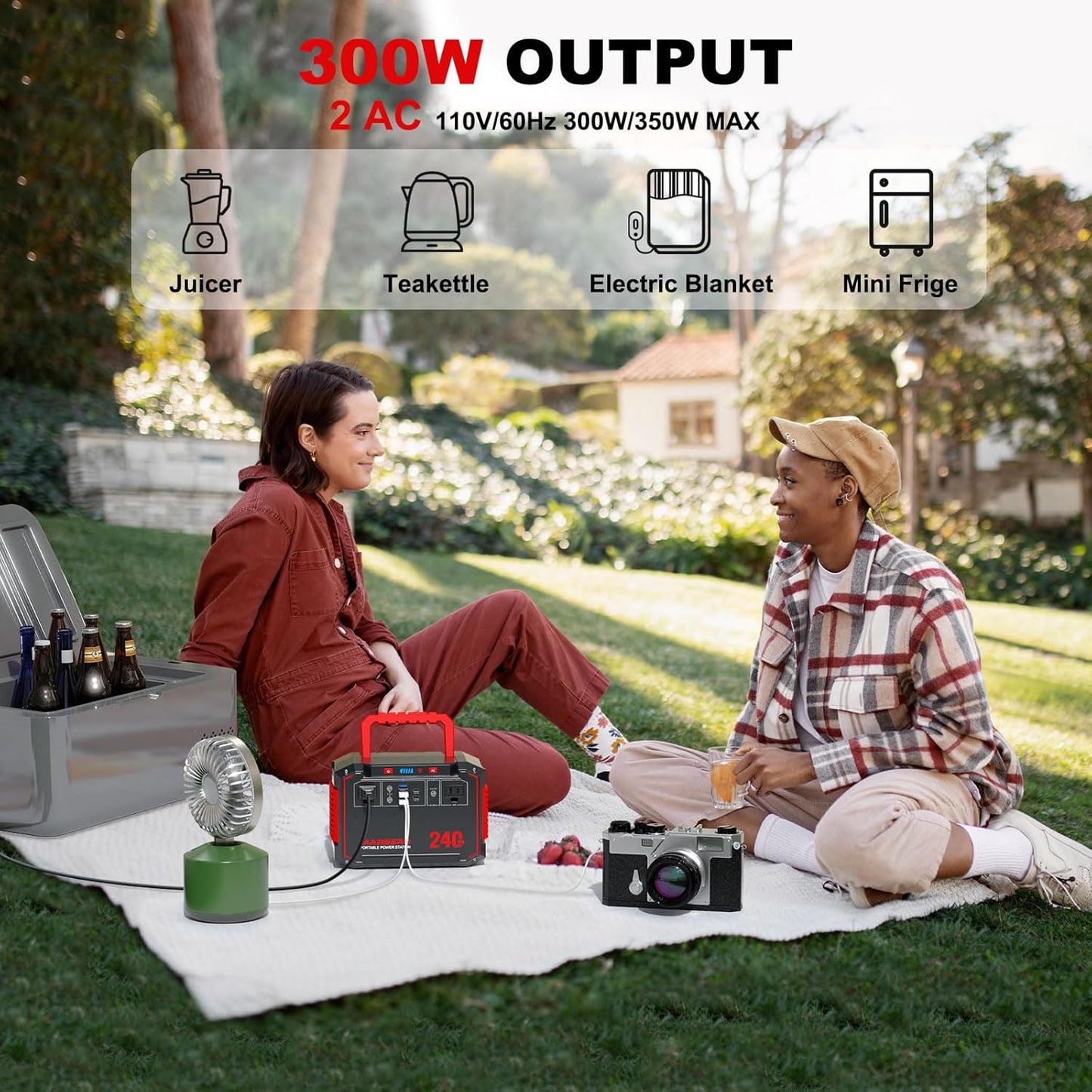 MARBERO Portable Power Station 240Wh 350W Peak Camping Portable Power Bank with AC Outlet 110V(3*USB A, 2*USB C, 2*AC,2*DC) Solar Generator for Outdoor Travel Home Emergency Hurricane