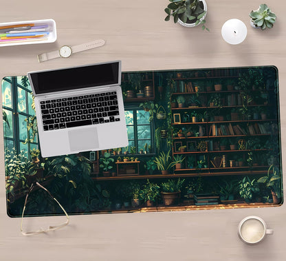 Green Plant Desk Pad Gaming Pad Extra Large Desk Mats Full Desk Mouse Pad XXL, Desktop Mat Computer Laptop Keyboard Pads, Office Home Decor Table Pad Cute Desk Accessories 31.5" x 15.7"