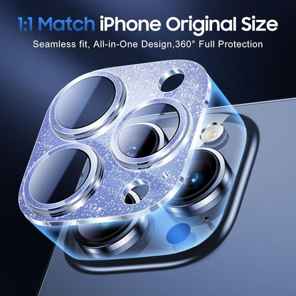 UniqueMe 3 Packs Compatible for iPhone 13 Pro Max/iPhone 13 Pro Camera Lens Protector Acrylic [Not Glass],[Case Friendly][Scratch-Resistant][Night Shooting Mode]-Glitter Blue