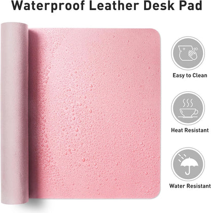 Aothia Leather Desk Pad Protector, Mouse Pad, Office Desk Mat, Non-Slip PU Leather Desk Blotter, Laptop Desk Pad, Waterproof Desk Writing Pad for Office and Home (31.5" x 15.7", Fairy Pink)