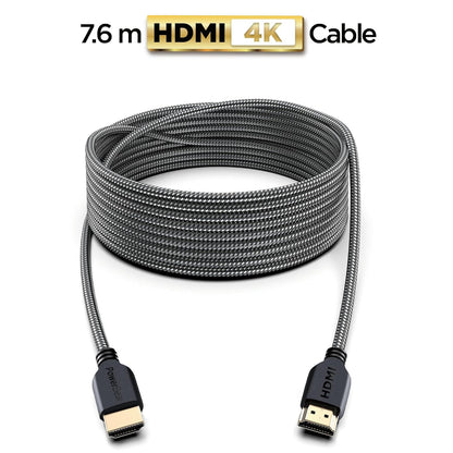 PowerBear 4K HDMI Cable 25 ft | High Speed Hdmi Cables, Braided Nylon & Gold Connectors, 4K @ 60Hz, Ultra HD, 2K, 1080P, ARC & CL3 Rated | for Laptop, Monitor, PS5, PS4, Xbox One, Fire TV, & More