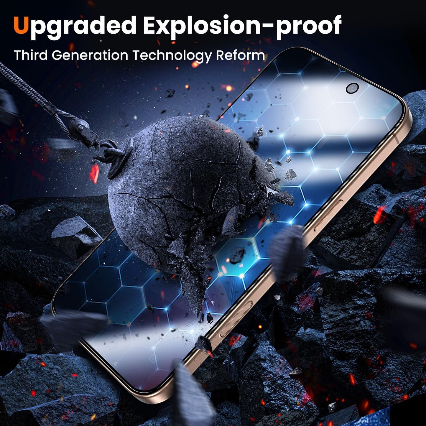 UniqueMe for iPhone 16 Pro Privacy Screen Protector - [Military Grade Shatterproof & 9H+ Hardness] Screen Protector 16 Pro Tempered Glass Full Coverage Protection, Easy to install, 2 Packs