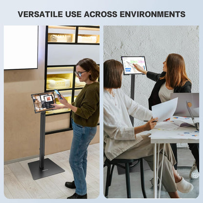 AboveTEK Security iPad Kiosk Floor Stand, Anti-Theft POS Tablet Stands for Retail Business, Height Adjustable Tablet Floor Stand, 360° Swivel Universal Locking Holder Fits 9.7"-13" iPads/iPad Pro/Air