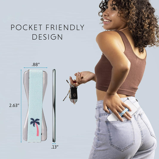 LOVEHANDLE Universal Phone Grip for Smartphones & Mini Tablets - Phone Holder for Hand - Wireless Charging Compatible - Made in The USA - Palm Tree