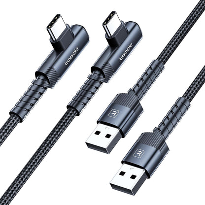 USB to USB C Cable [6.6ft, 2Pack ] USB A to Type C Right Angle Charger Cord 90 Degree Braided Fast Charging for iPhone 16/15/15 Plus/15 Pro/15 Pro Max/Samsung Galaxy S10 S10+, A15 A25, LG V30, Switch