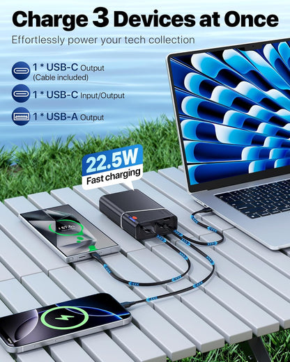 Portable Charger 20000mAh, 22.5W PD 3.0+QC 4.0 Super Fast Charging Power Bank, Cooler Aerospace Metal Case for iPhone 17 16 15 14, 13 Android, iPad, Samsung Google Tablet & More, Travel Essential