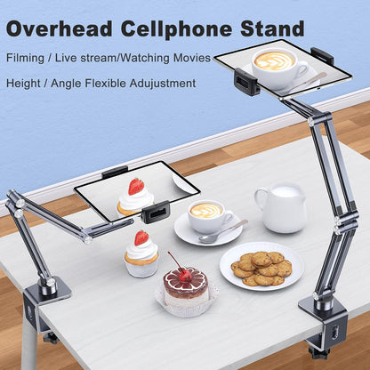 OATSBASF Phone and Tablet Holder Bed Gooseneck Mount, Aluminum Long Arm Foldable Lazy Stand, Universal 360 Degree Rotatable for iPhone, iPad, Tablet