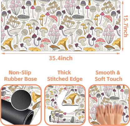 Mouse Pad Large Colorful Mushrooms Non-Slip Gaming Desk Mat with Stitched Edge Laptop Keyboard Desk Pad for Work Home Gaming (35.4 x 15.7 Inches)