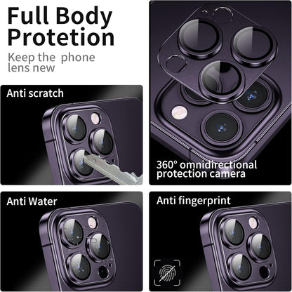 Camera Lens Protector for iPhone 14 Pro/iPhone 14 Pro Max, Alloy Metal Camera Cover with Tempered Glass Screen Protector Accessories,Case Friendly,Scratch Resistant,Easy to Install -Purple
