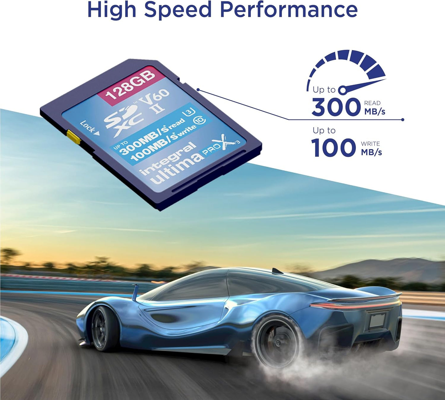 Integral 128GB UHS-II SD Card V60 Up to 300MB/s Read and 100MB/s Write Speed SDXC Professional High Speed Memory Card