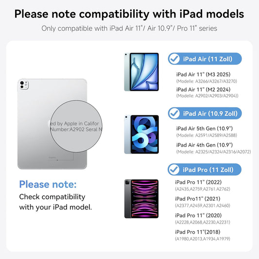 HOU iPad Air 11 Case with Keyboard (M3 2025, M2 2024) Detachable Rotatable Magnetic Full Protection Case, 7-Color Backlight, Touchpad, Elastic Pen Holder for iPad Pro 11 (4th-1st) & Air (5/4th)–Blue