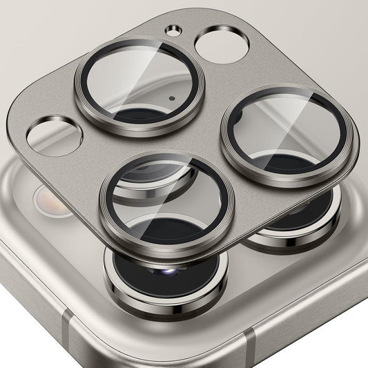 Tensea for iPhone 16 Pro/iPhone 16 Pro Max/iPhone 15 Pro/iPhone 15 Pro Max Camera Lens Protector, Metal Aluminum Alloy Tempered Glass Cover Camera Screen Protector Accessories, Case Friendly