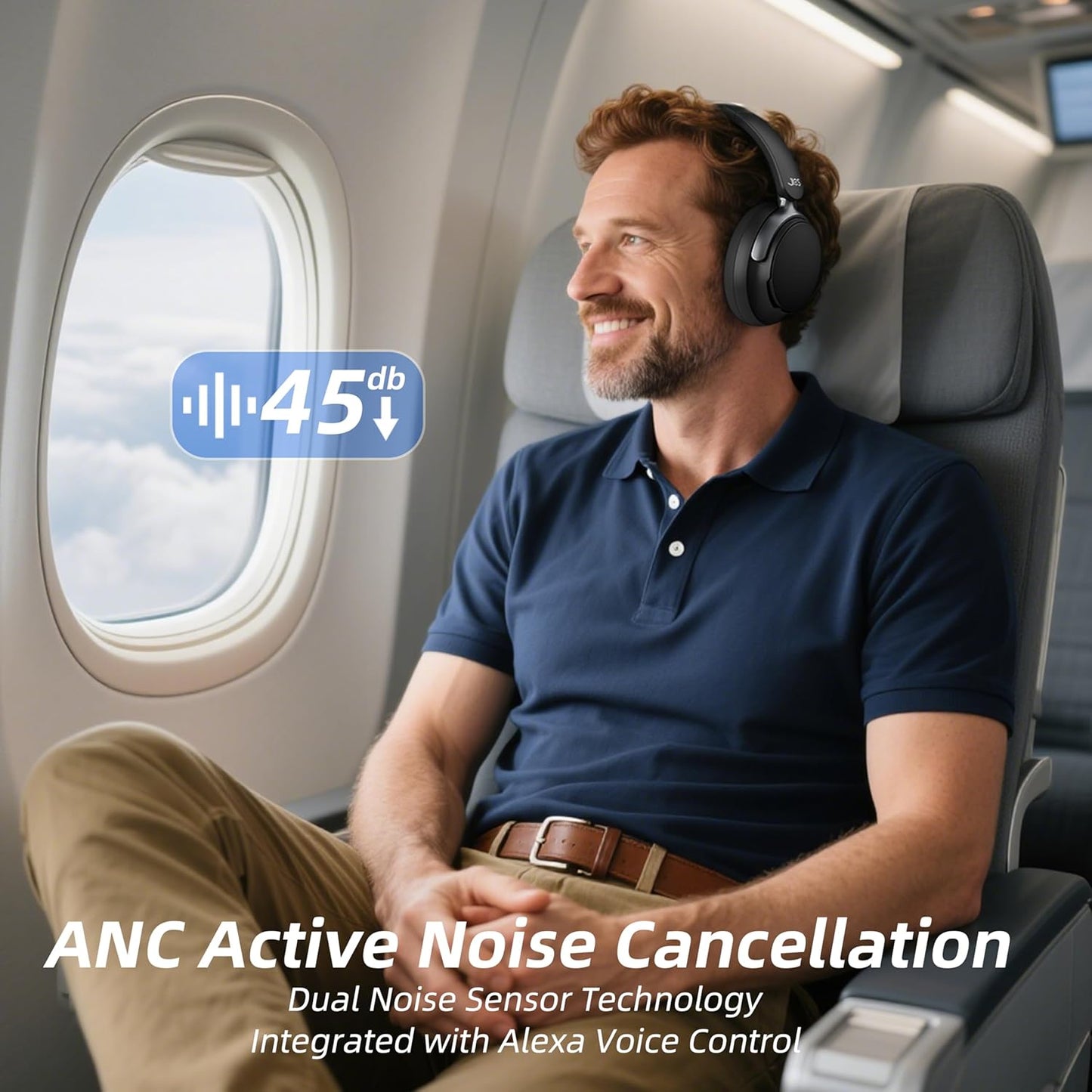 FunHub Active Noise Cancelling Headphones,Wireless Headphones BT 6.0 with Transparent Mode,Hi-Res Audio,Deep Bass,160H Playtime Foldable Storage Over Ear Headset for Gaming/Work/Travel-Black