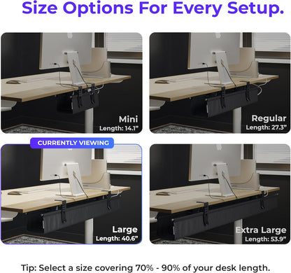 Ascrono Original No Drill Under Desk Cable Management Tray 40.6" - Premium Black Fabric Cable Management Under Desk - Clamp/Screw Mount Cord Organizer - Supports Upto 66lbs - Large