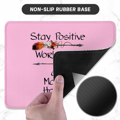 ITNRSIIET Mouse Pad with Stitched Edge Premium Textured Smooth Precise Operation Waterproof Washable Non-Slip Rubber Base Desktop Protection Mat, 10.2×8.3×0.12 inches, Inspirational Quote Pink