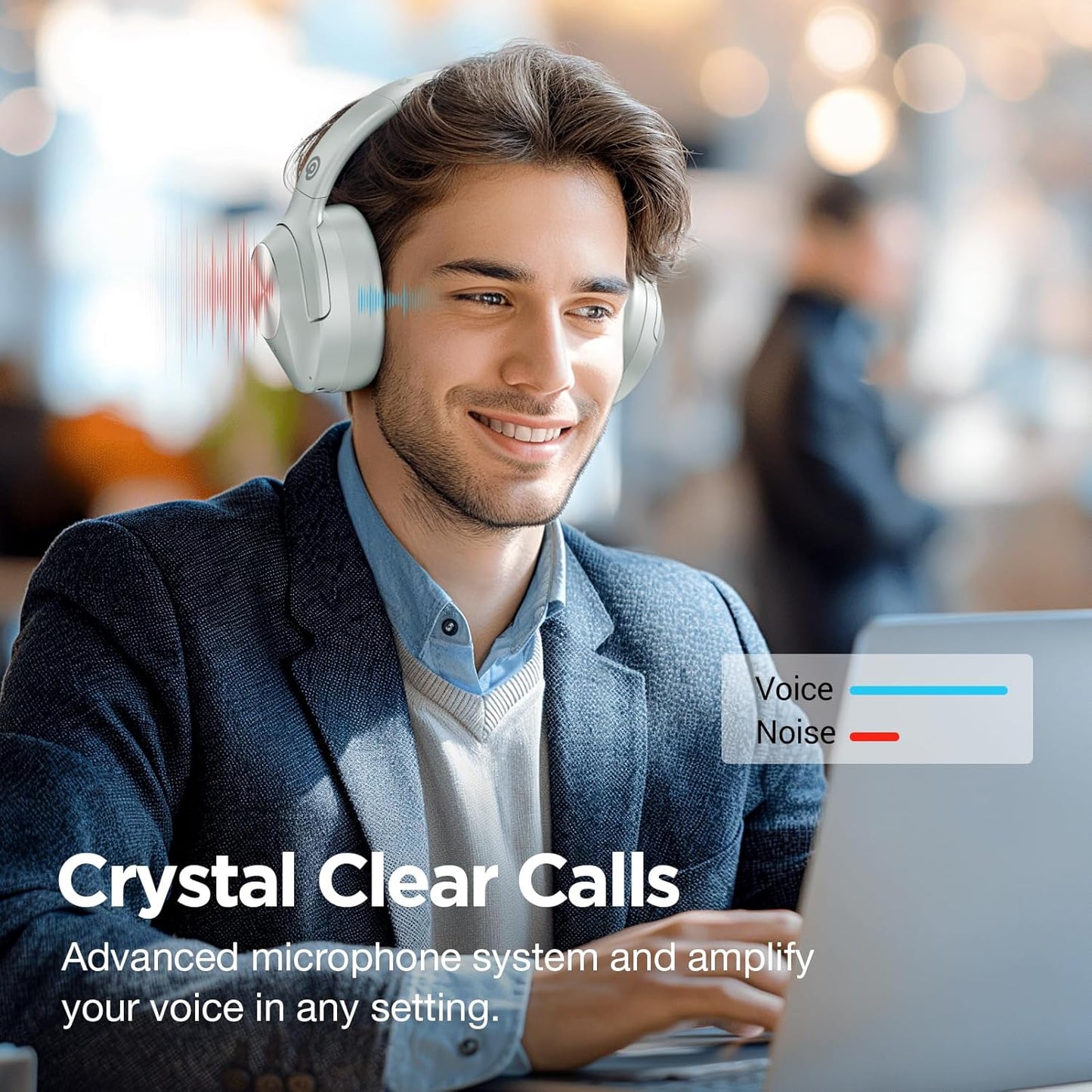 Upgrade Pro‑Level Hybrid Active Noise Cancelling Headphones with HD Sound, Wireless Bluetooth Headphones Over The Ear Unequaled Comfort, Vivid Deep Bass, for Home Office Travel Birthday Gift