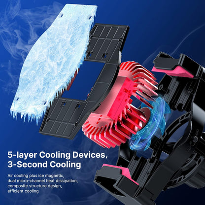 ULANZI SK-06 Cell Phone Stand with Phone Cooler, Desktop Phone Live Streaming Solution with Phone Cooling Fan, Height Adjustable Phone Cooler Stand Compatible with All Mobile Phones, iPhone & Android