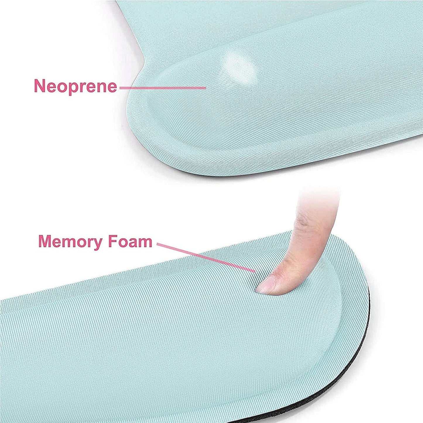 MOSISO Wrist Rest Support for Mouse Pad & Keyboard Set, Ergonomic Mousepad Non-Slip Base Home/Office Pain Relief & Easy Typing Cushion with Neoprene Cloth & Raised Memory Foam, Mint Green