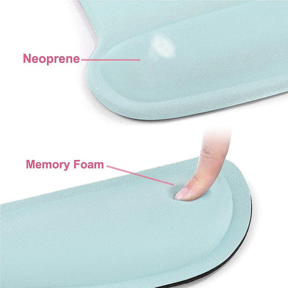 MOSISO Wrist Rest Support for Mouse Pad & Keyboard Set, Ergonomic Mousepad Non-Slip Base Home/Office Pain Relief & Easy Typing Cushion with Neoprene Cloth & Raised Memory Foam, Mint Green