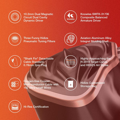 MS3 in-Ear Monitors, 2BA+1DD Hybrid IEM Wired Earphones, Includes 3 Pneumatic Tuning Filters - Exclusive Adjustable Soundstage for Instruments, Detachable Cable for Audiophile/Musician 4.4 mm