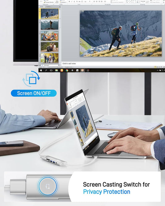 Acer USB C HUB Multiport Adapter, 7 in 1 USB-C to HDMI Adapter with 4K@60Hz, 100W PD, 5Gbps 2*USB-A 3.1, 1*Type-C 3.1, SD Card Reader Type C Dongle for iPhone 16/15, MacBook Pro/air, iPad, Acer