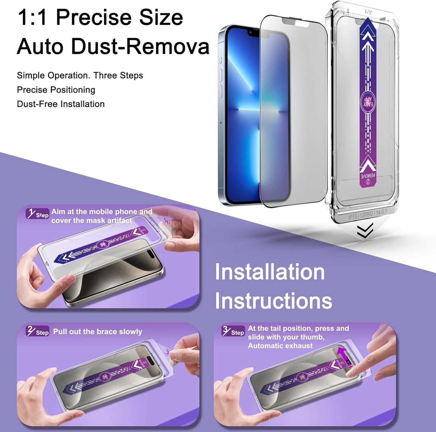 2 Pack Matte Screen Protector for iPhone 16e/iPhone 14/iPhone 13 Pro/iPhone 13, 9H Tempered Glass, Full Coverage, Anti-Fingerprint, Auto Dust-Elimination, No Bubble, Easy Installation