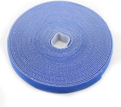 Reusable Fastening Tape Cable Ties 3/4 Inch Double Side Hook Roll (10 Yard, Blue)