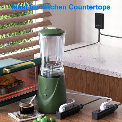 6FT Ultra Flat Plug Dual Extension Cord with 6 Outlets, Ultra-Thin Outlet Cover Power Bar, Outlet Concealer Universal Size Flat Plug Power Strip, Child & Pet Safe, 1625W, Black