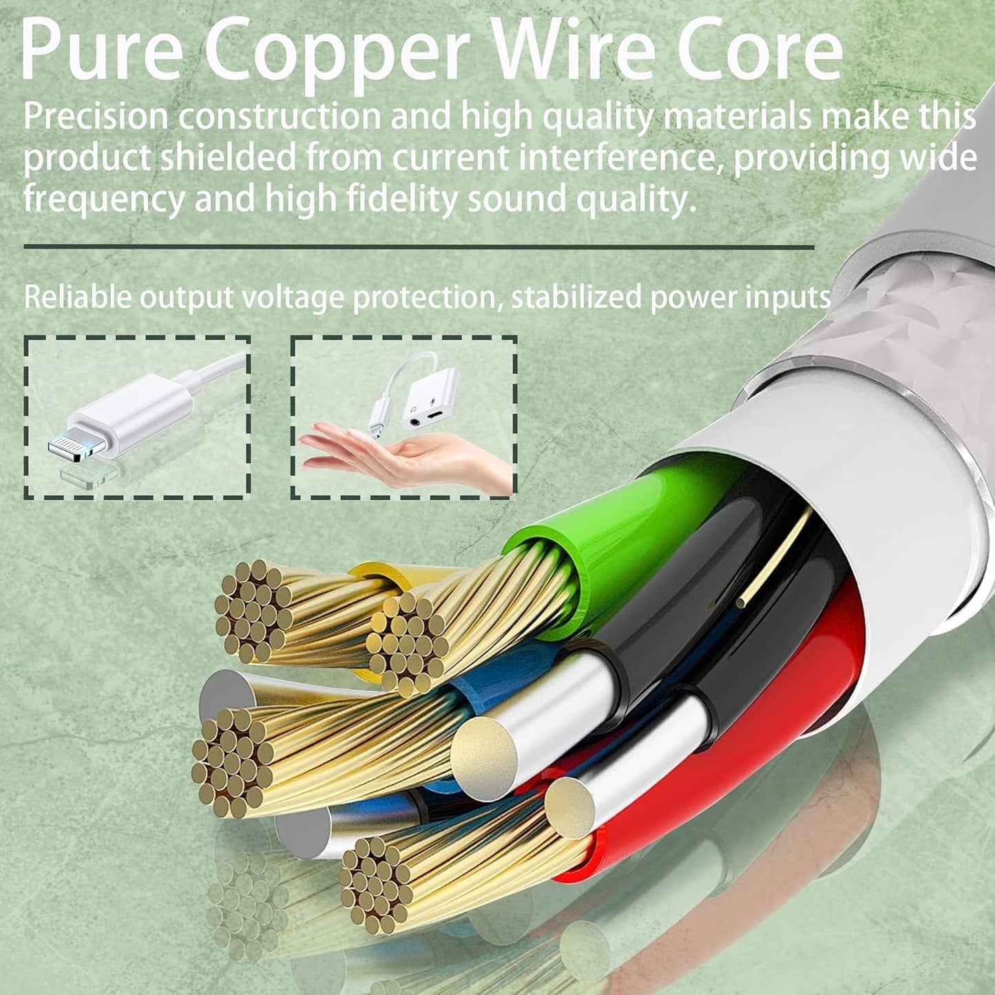 [Apple MFi Certified] 3 Pack Lightning to 3.5mm Headphone Jack Adapter, 2 in 1 Dongle Adapter Aux Audio + Charging Ports Splitter Compatible with iPhone 14/13/12/11/XS/XR/8/7 Support All iOS System