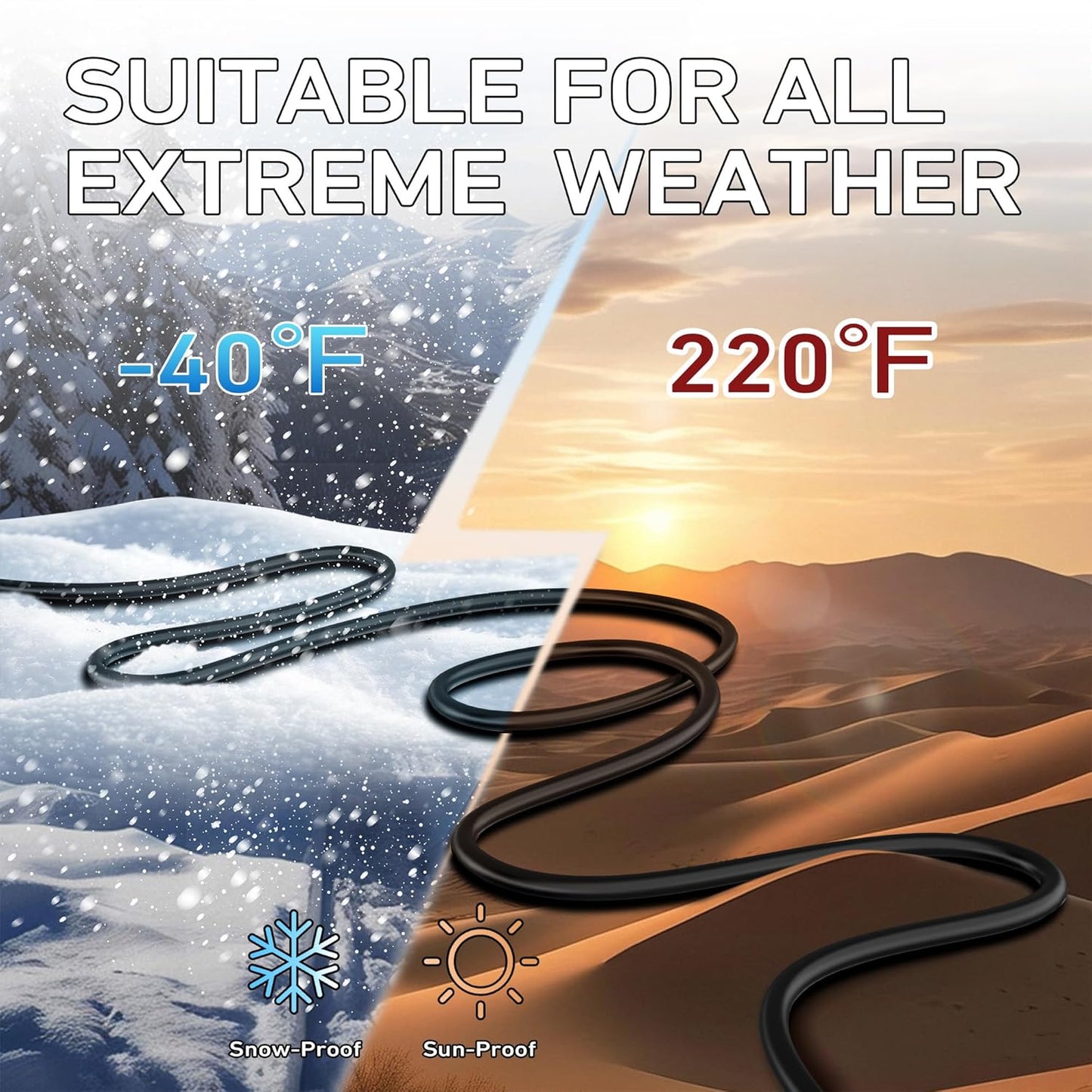 LUCKY TL Indoor Outdoor Extension Cord, 16/3 Gauge Black Long Extension Cord 50ft, Waterproof Flexible Case, Made of Pure Copper, 13A 1625W 16AWG SJTW, 3 Prong Heavy Duty Wire, ETL